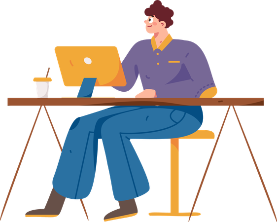 Employee working from workplace  Illustration