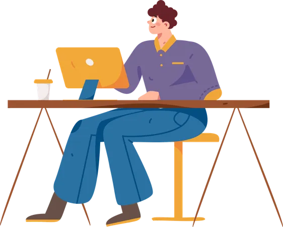 Employee working from workplace  Illustration