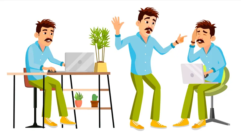 Employee Working Gesture Illustration