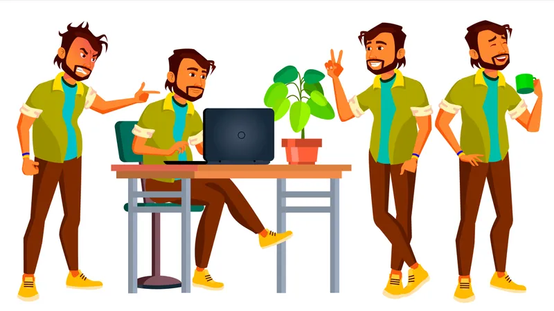 Employee Working Gestures  Illustration
