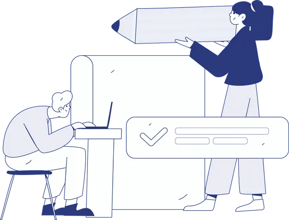 Employee working hard on deadlines  Illustration