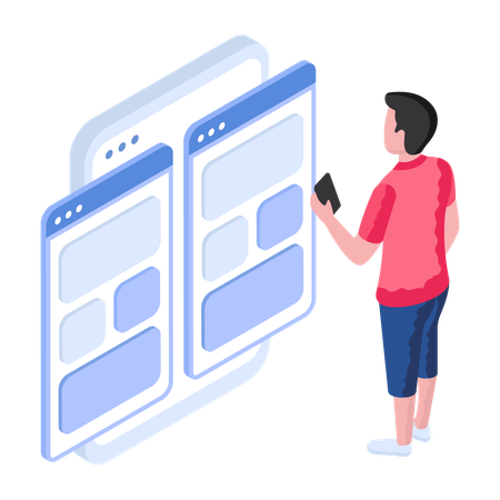 Employee working in Admin Panel  Illustration