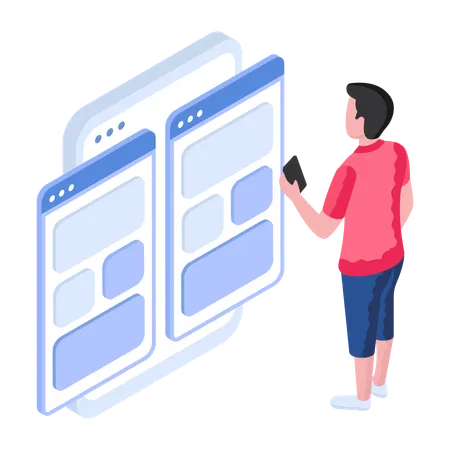 Employee working in Admin Panel  Illustration