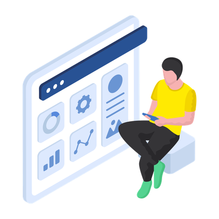 Employee working in Admin Panel  Illustration