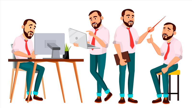 Employee Working In Office  Illustration