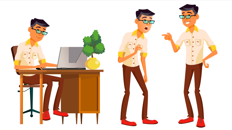 Employee Working In Office  Illustration