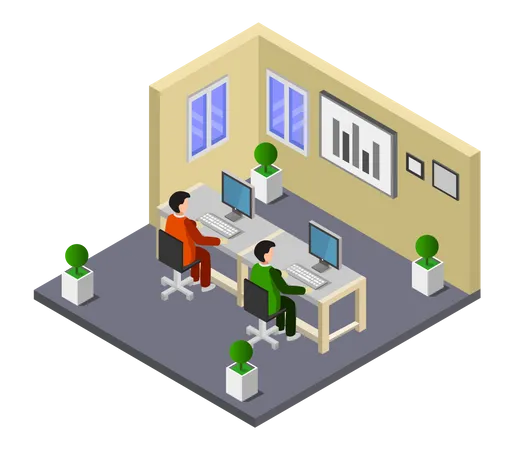 Employee working in the office Illustration