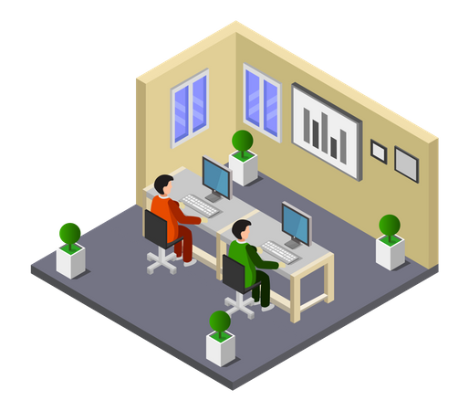 Employee working in the office  Illustration