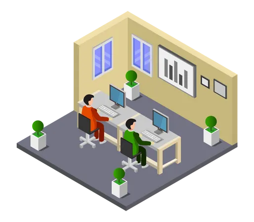 Employee working in the office  Illustration