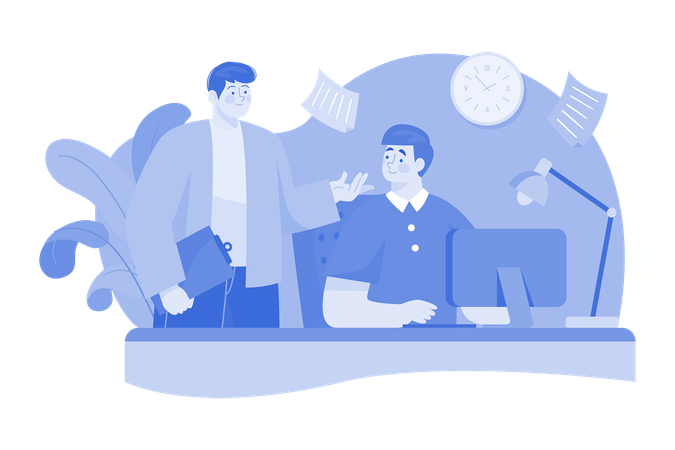 Employee working in the office  Illustration