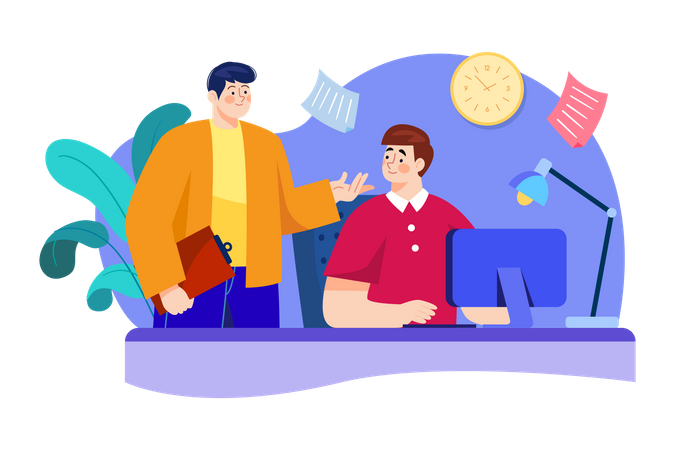 Employee working in the office  Illustration