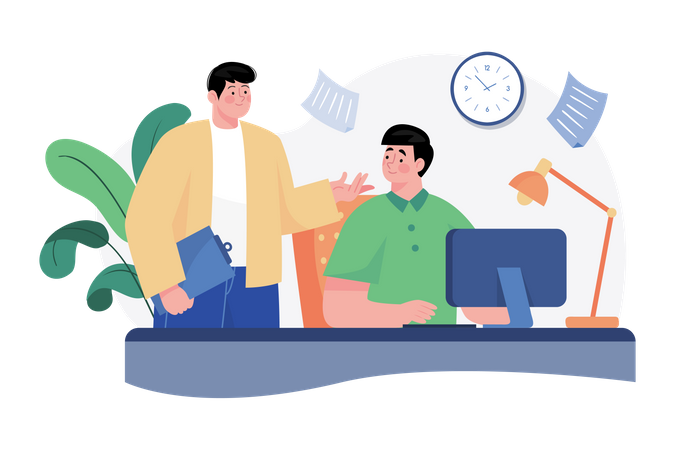 Employee working in the office  Illustration