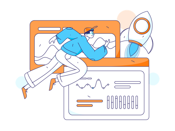 Employee working on analytics page  Illustration