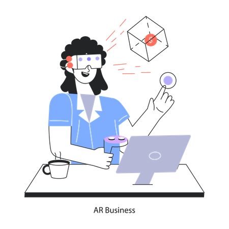 Employee Working On Ar Business  Illustration