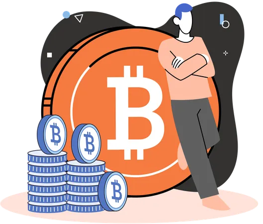 Employee working on bitcoin network  Illustration