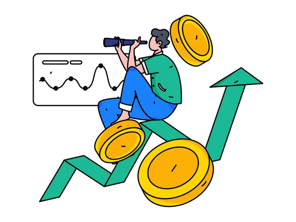 Employee working on business analysis data  Illustration