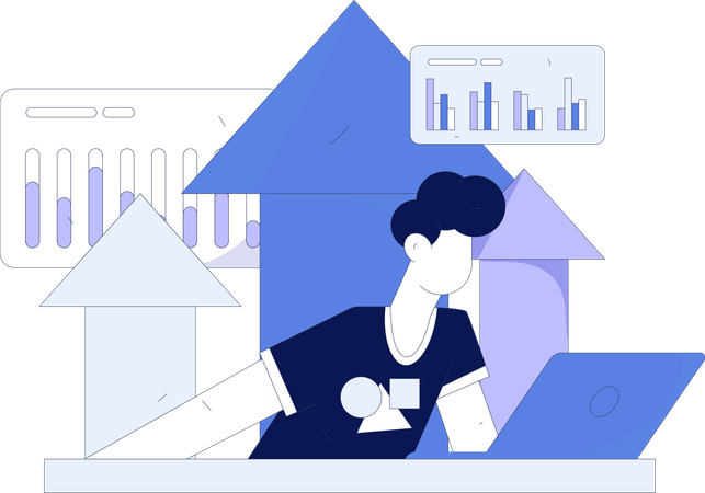 Employee working on business analysis  Illustration