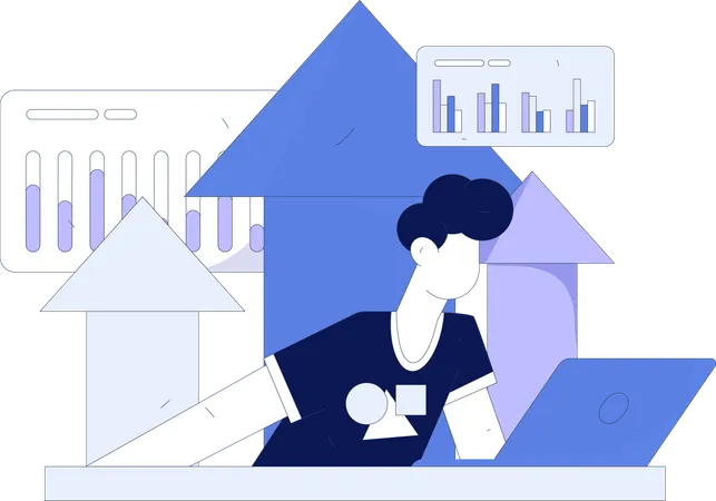 Employee working on business analysis  Illustration