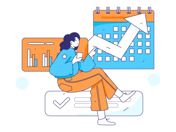 Employee working on business data  Illustration