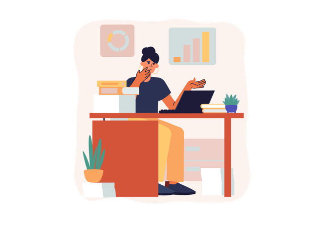 Employee working on business data  Illustration