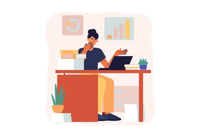 Employee working on business data  Illustration