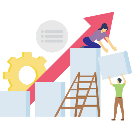 Employee working on business growth  Illustration