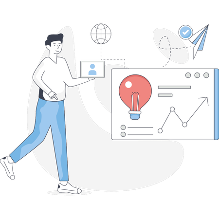 Employee working on business ideas  Illustration