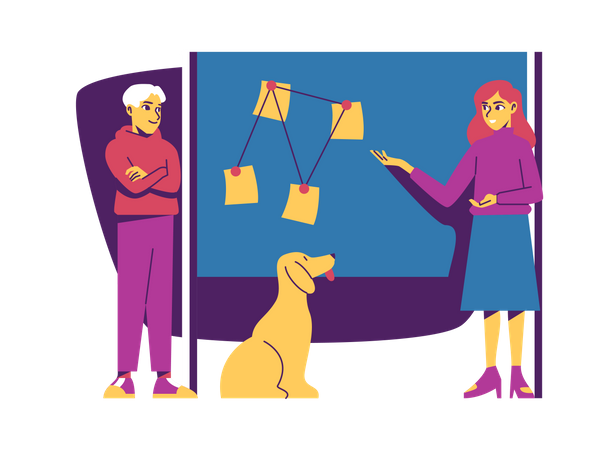 Employee working on business plan  Illustration
