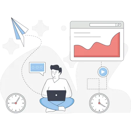Employee Working On Business Presentation  Illustration