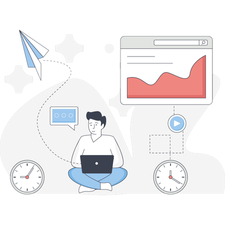 Employee Working On Business Presentation  Illustration