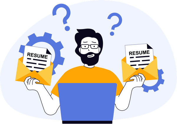Employee working on candidate's biodata  Illustration