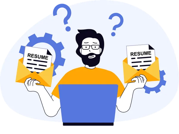 Employee working on candidate's biodata  Illustration