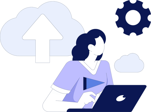 Employee working on cloud services  Illustration