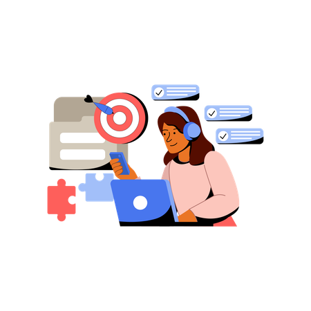 Employee working on company's targets  Illustration