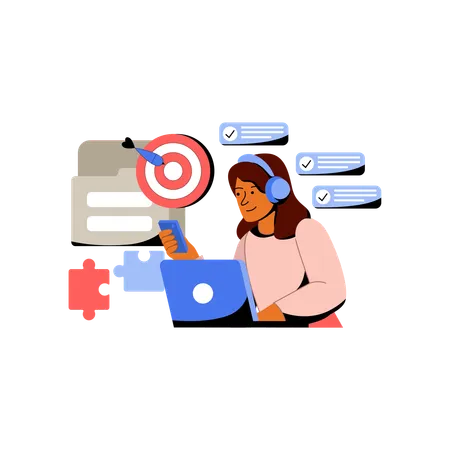 Employee working on company's targets  Illustration