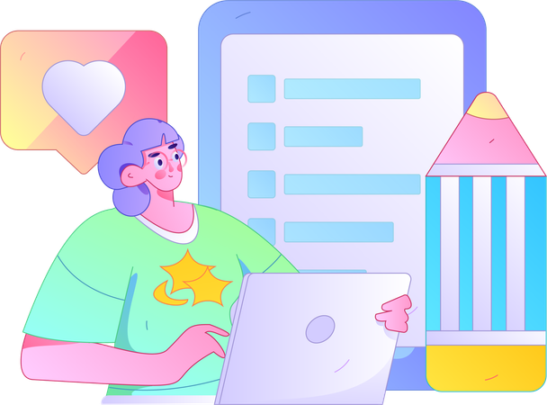 Employee working on Customer Survey Tools  Illustration