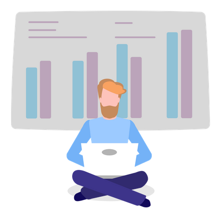 Employee working on data analytics  Illustration