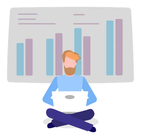 Employee working on data analytics  Illustration