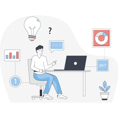 データ分析に取り組んでいる従業員  イラスト