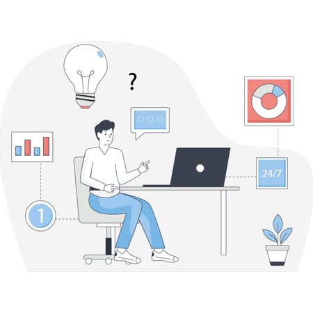 Employee working on data anlysis  Illustration