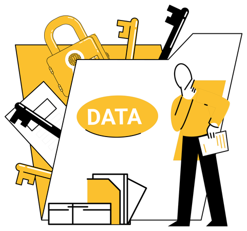 Employee working on data Machine Learning  Illustration