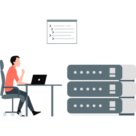 Employee working on database management  Illustration