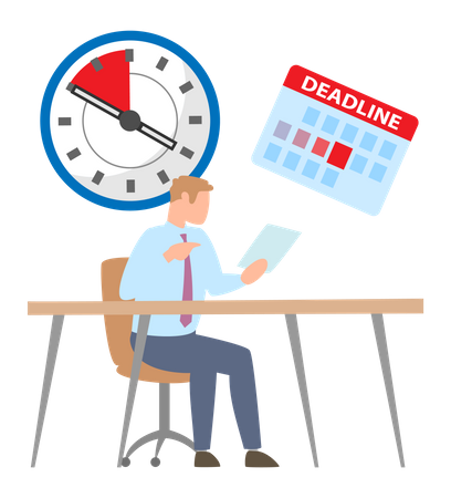 Employee working on deadline  Illustration