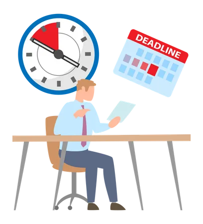 Employee working on deadline  Illustration