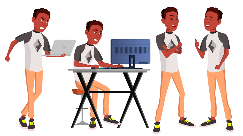 Employee Working On Desk In Office  Illustration