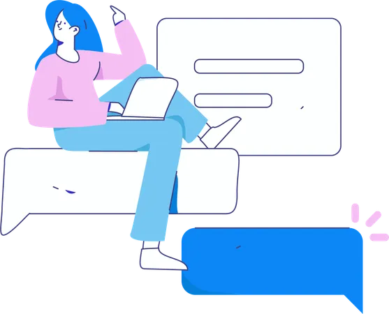 Employee working on digital meetings  Illustration