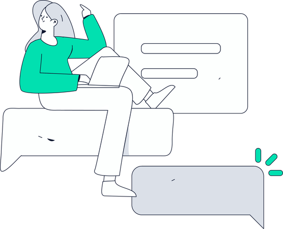 Employee working on digital meetings  Illustration