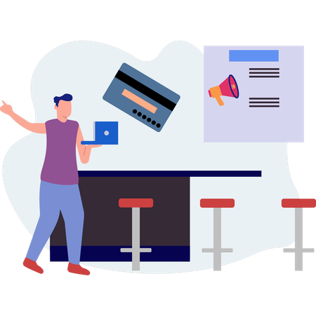 Employee working on electronic transfer  Illustration
