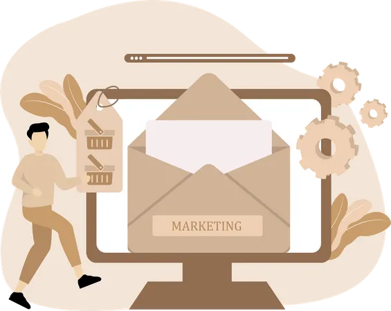 Employee working on Email marketing  Illustration