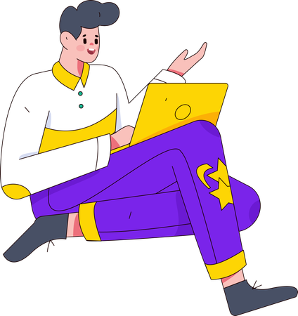 Employee working on laptop  Illustration